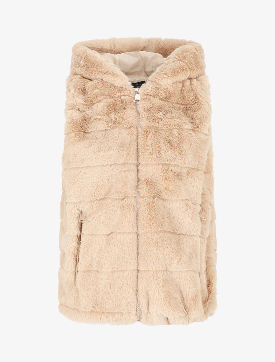 Mouwloos vest van synthetisch bont - beige