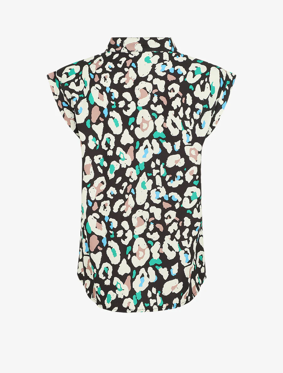 Mouwloze blouse met abstracte print - Zwart - Image 2
