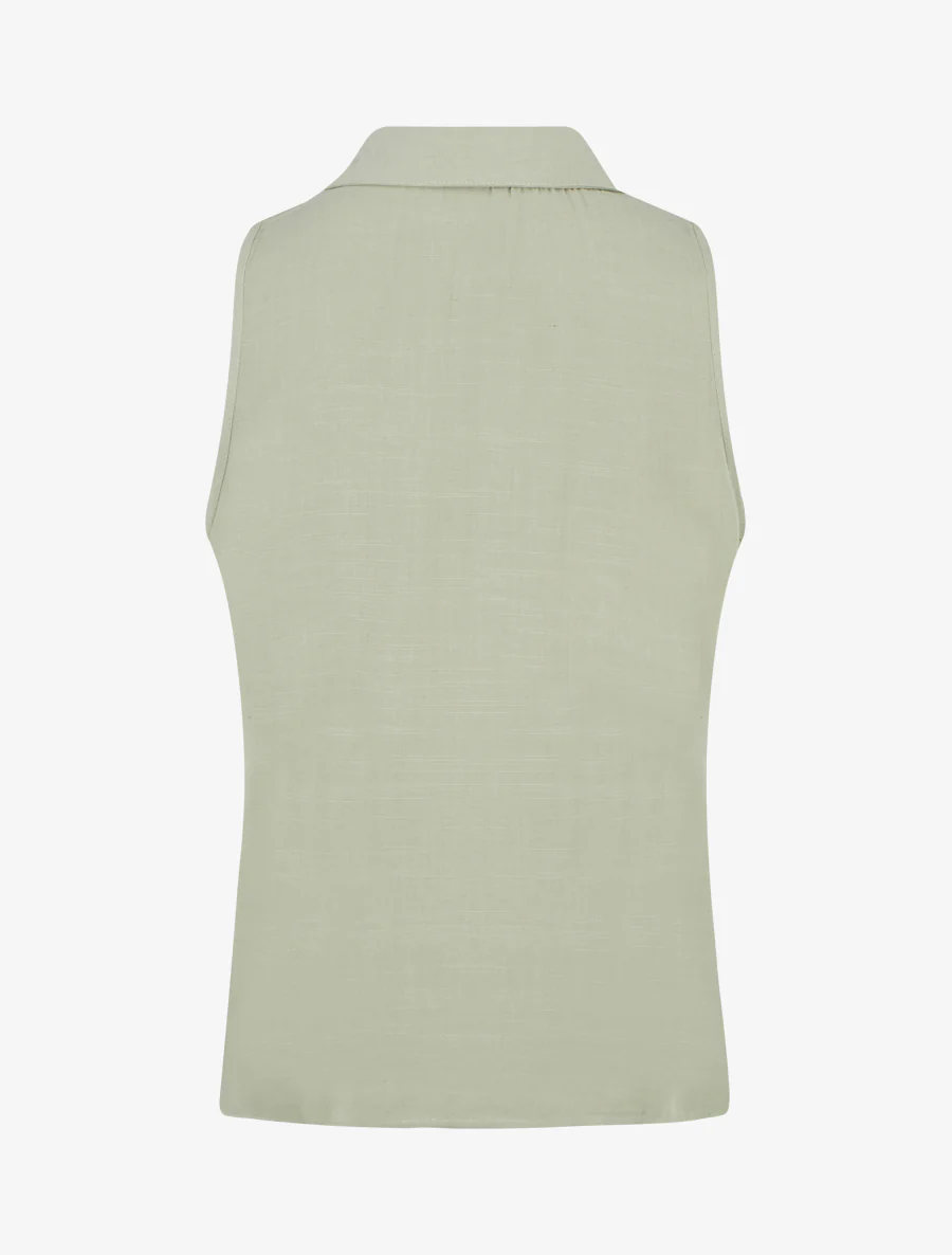 Mouwloze blouse met bloemenborduursel - Amandelgroen - Image 2