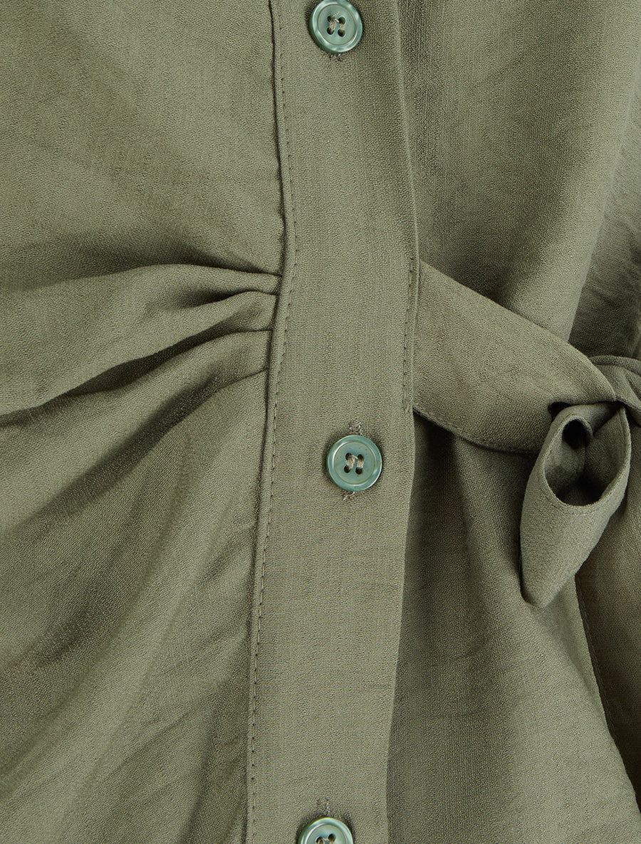 Mouwloze blouse met drapeereffect - Kaki - Image 3