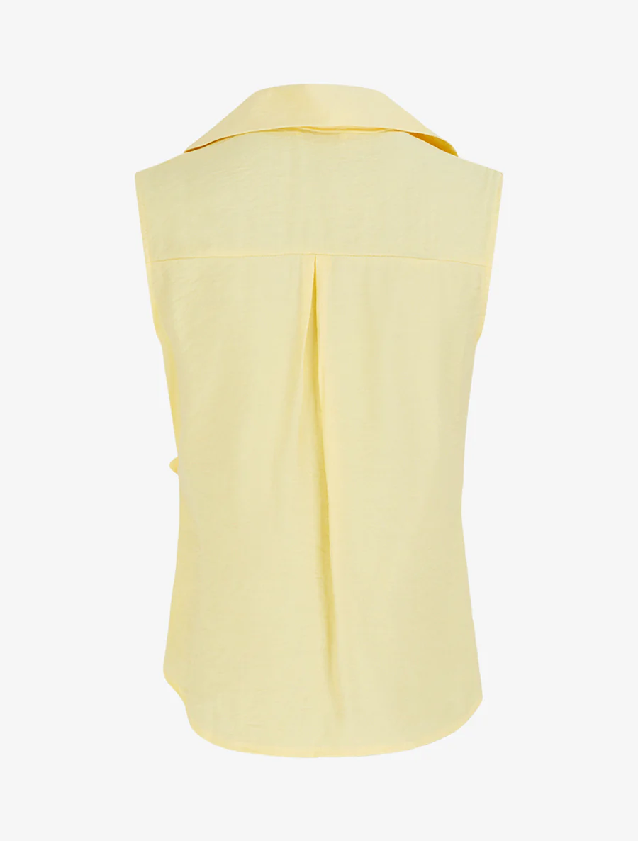 Mouwloze blouse met drapeereffect - Geel - Image 2