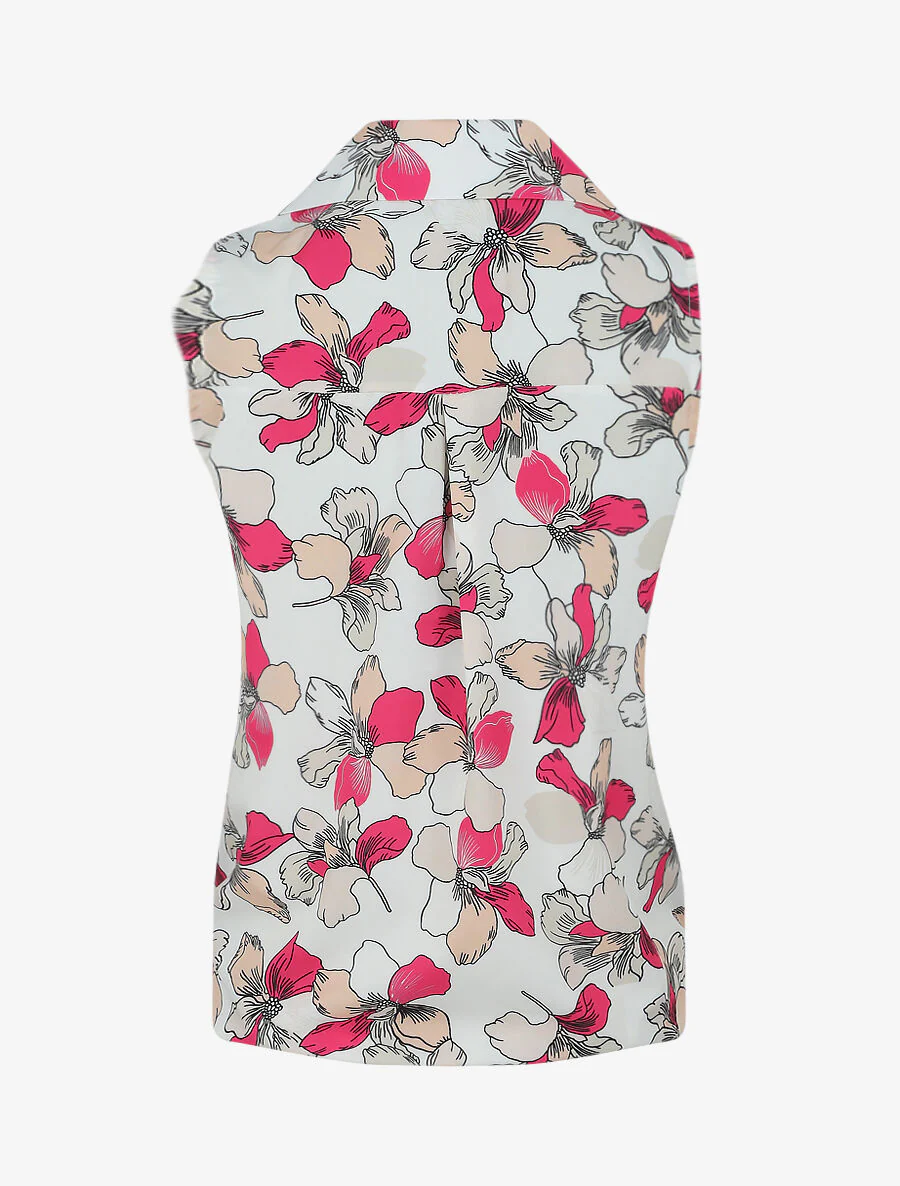 Mouwloze blouse met knoopbandjes - wit - Image 2