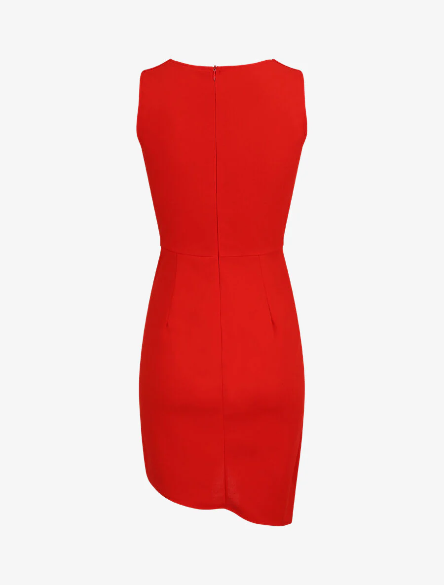 Mouwloze gedrapeerde jurk - Rood - Image 2