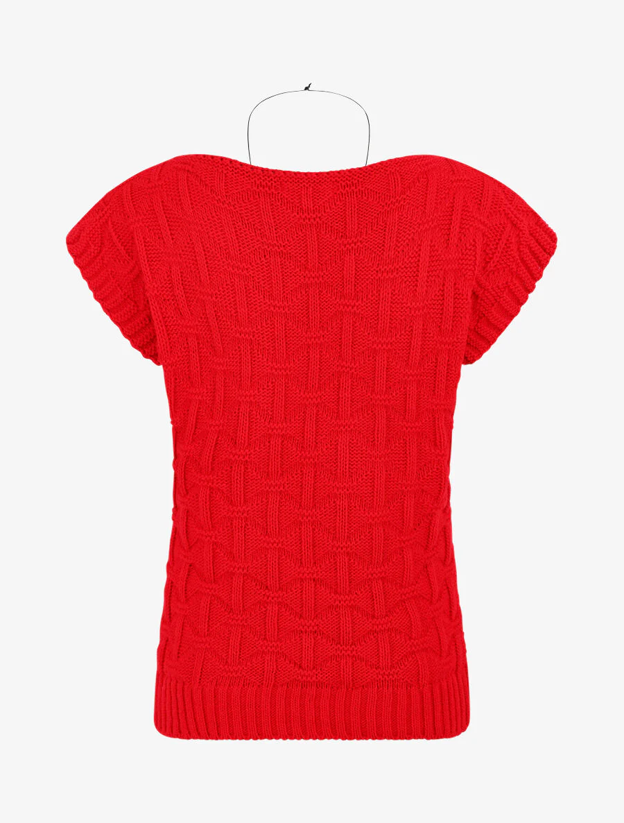 Mouwloze eenkleurige trui - Rood - Image 2