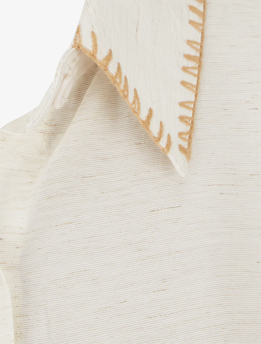 Mouwloze effen blouse met knopen - Crème - Image 3