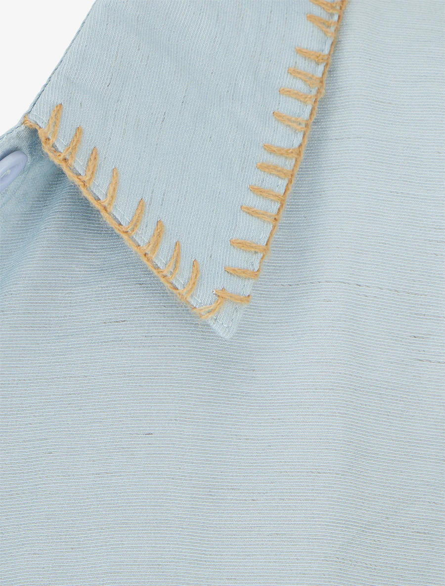 Mouwloze effen blouse met knopen - Lichtblauw - Image 3