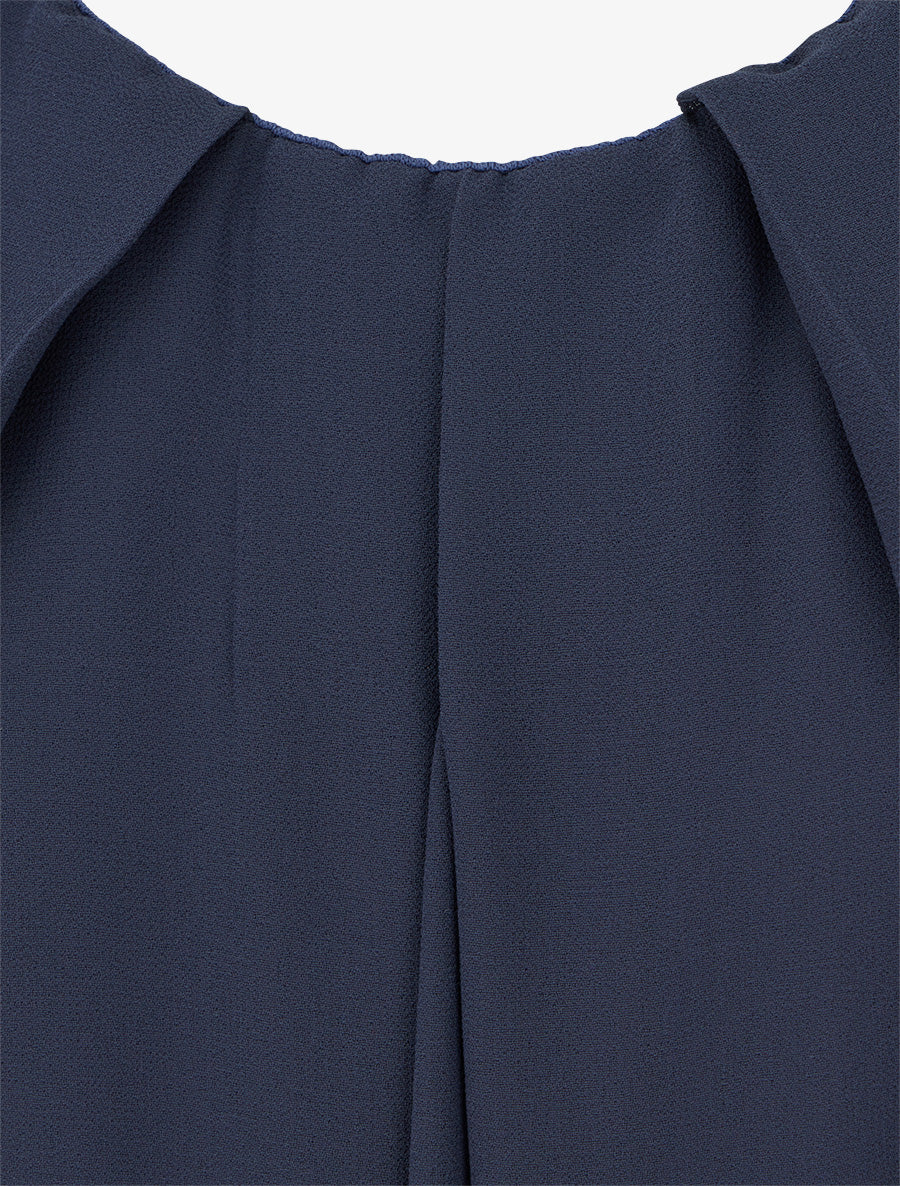 Mouwloze effen jurk van voile - Marine - Image 3