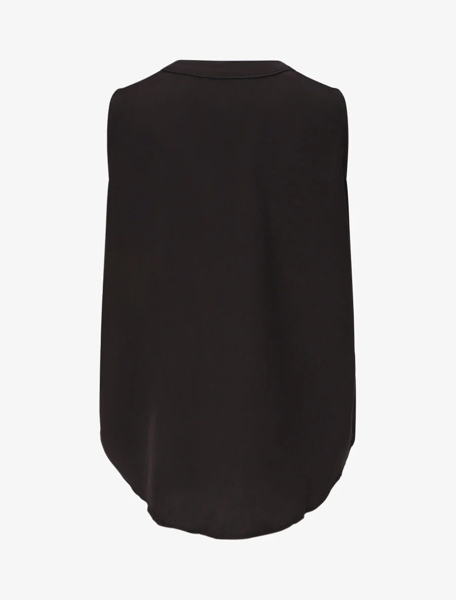 Mouwloze effen top met gestileerd detail - Zwart - Image 2