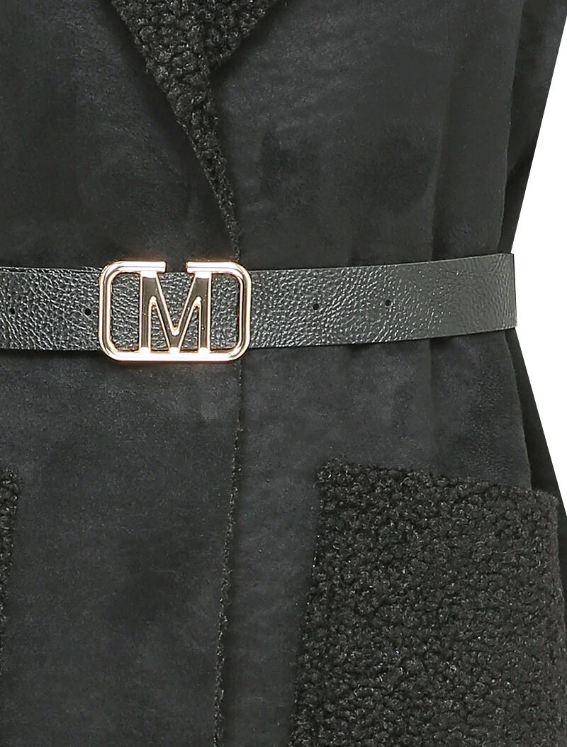 Mouwloos vest in schapenvachtstijl - Zwart - Image 3