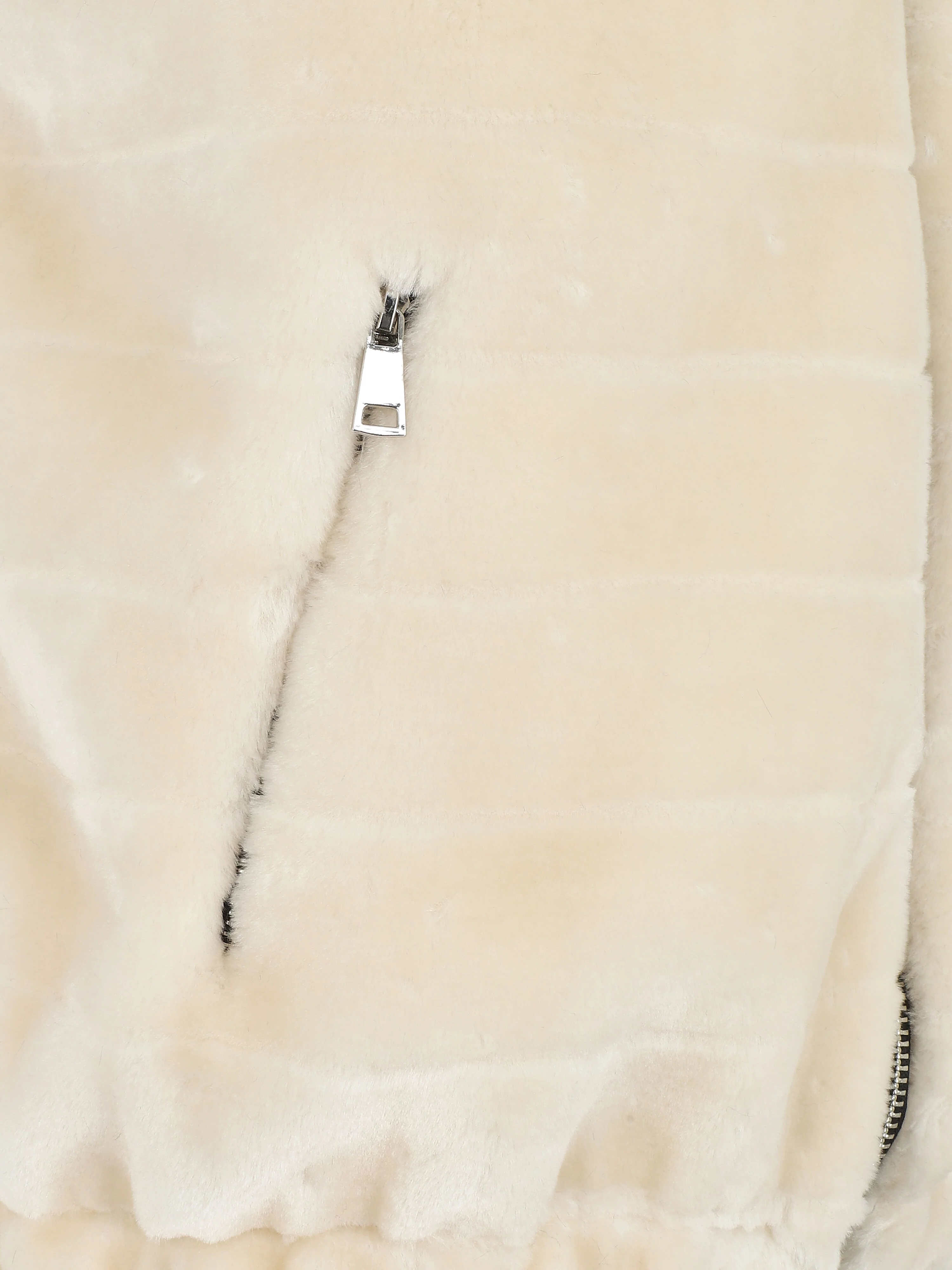 Mouwloze jas van synthetisch bont - Ecru - Image 3