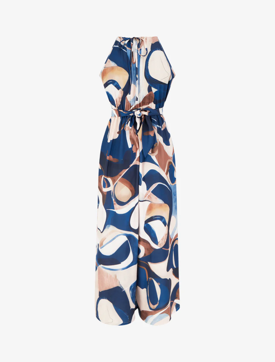 Mouwloze jumpsuit met abstracte print - Marine - Image 2