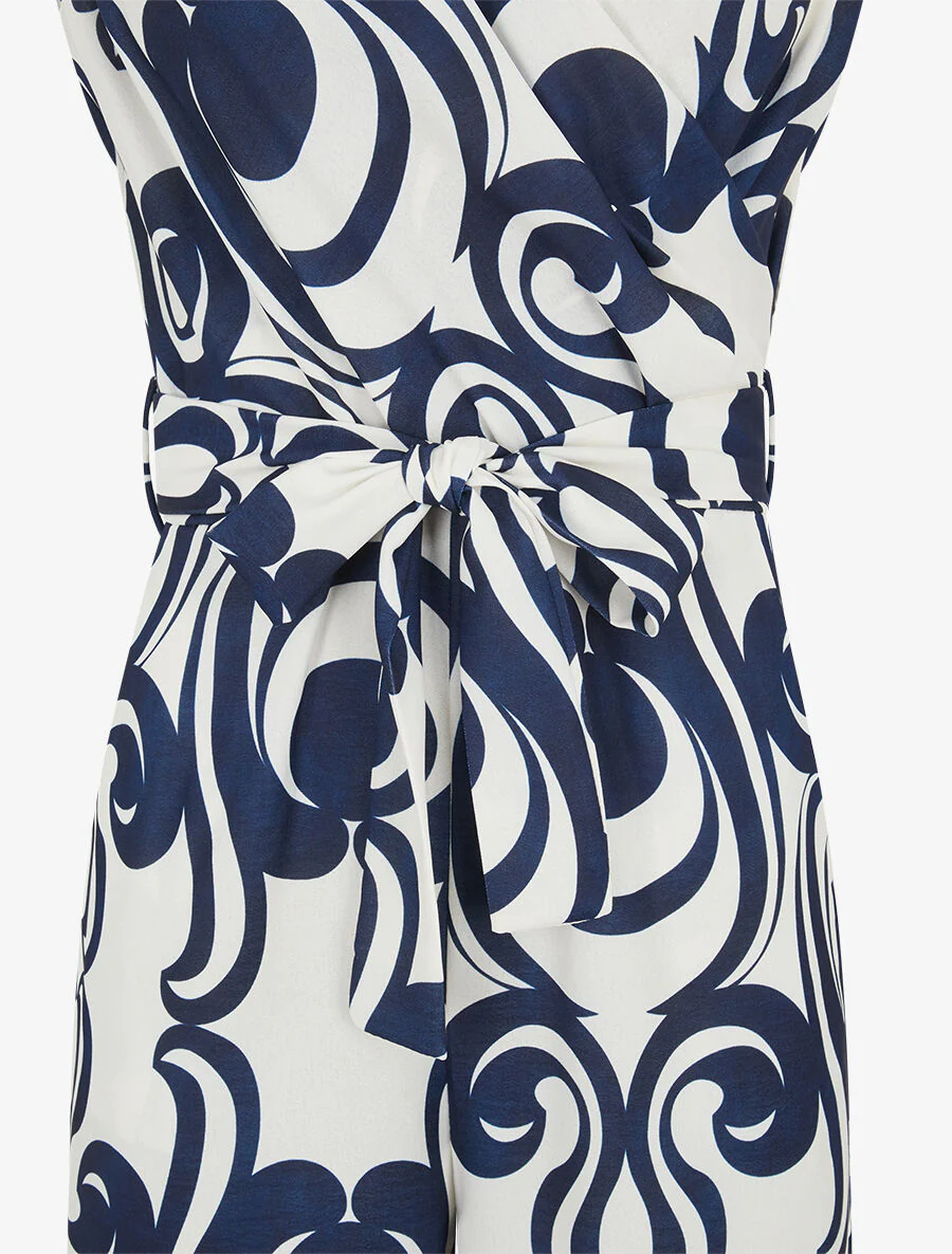 Mouwloze jumpsuit met grafische print - Donkerblauw - Image 3