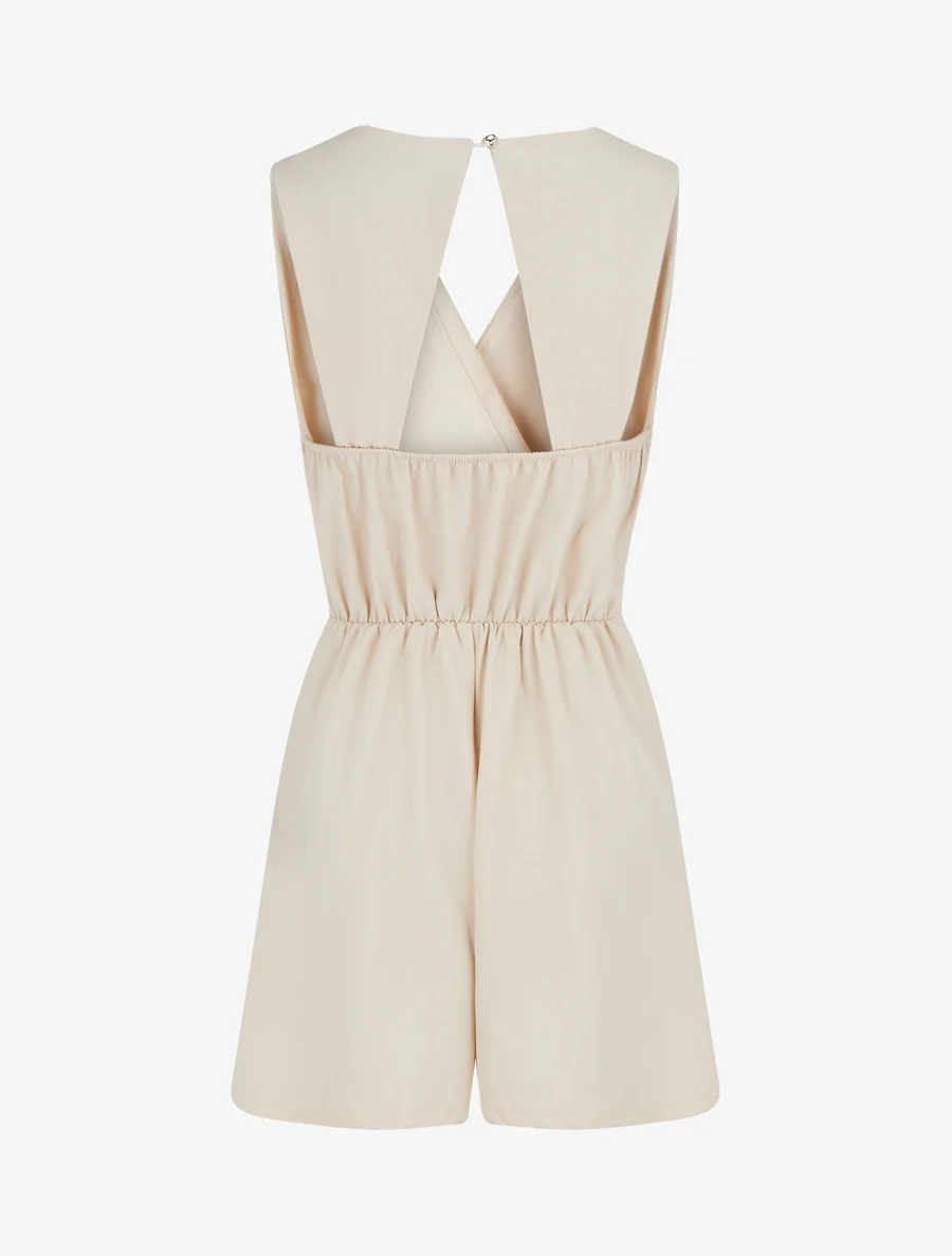 Mouwloze jumpsuit met open rug - Beige - Image 2