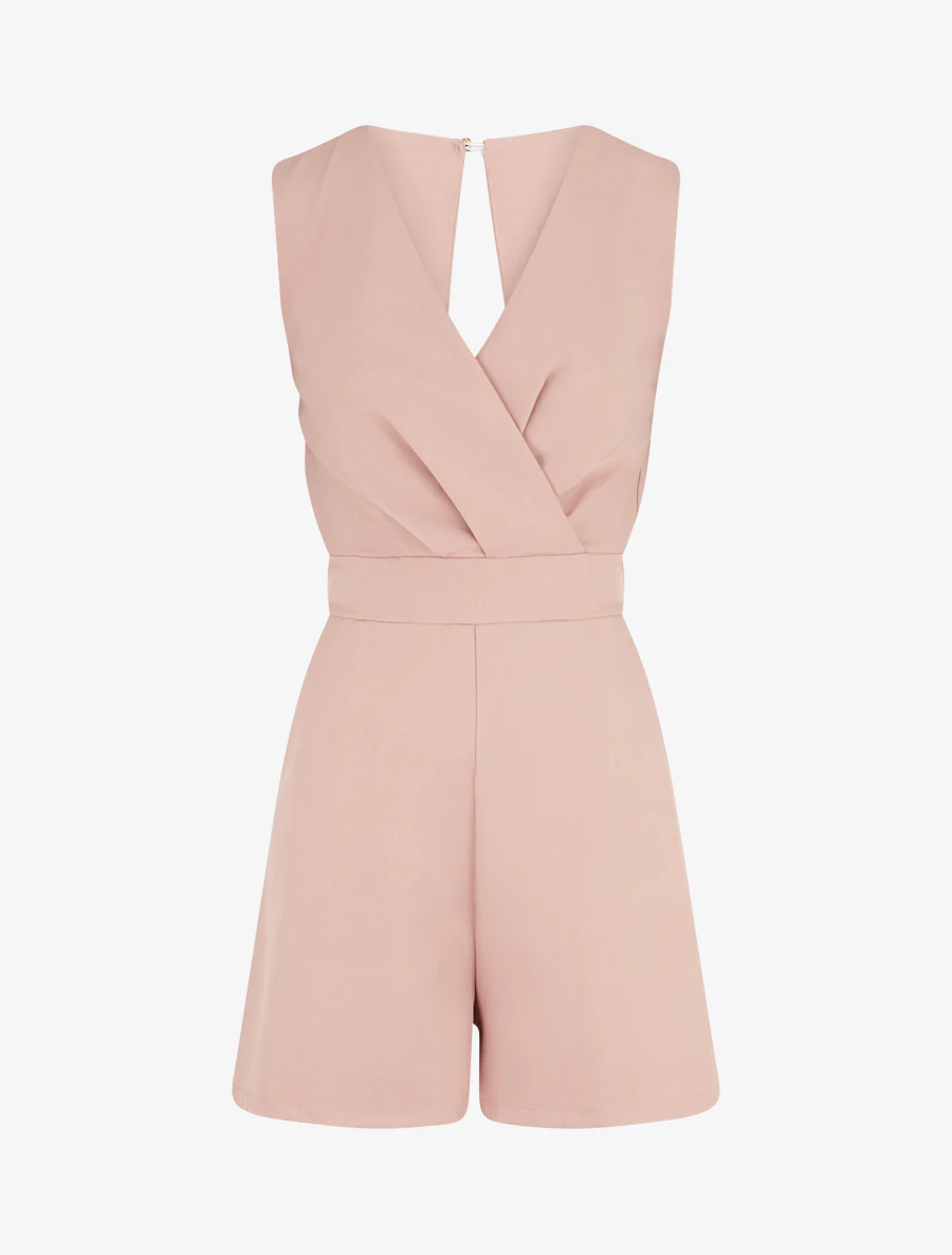 Mouwloze jumpsuit met open rug - Roos