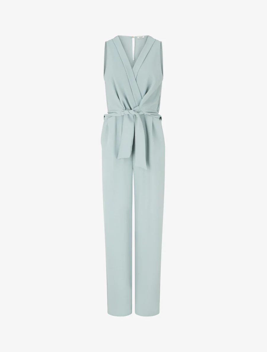 Mouwloze jumpsuit met overslagkraag - Lichtblauw