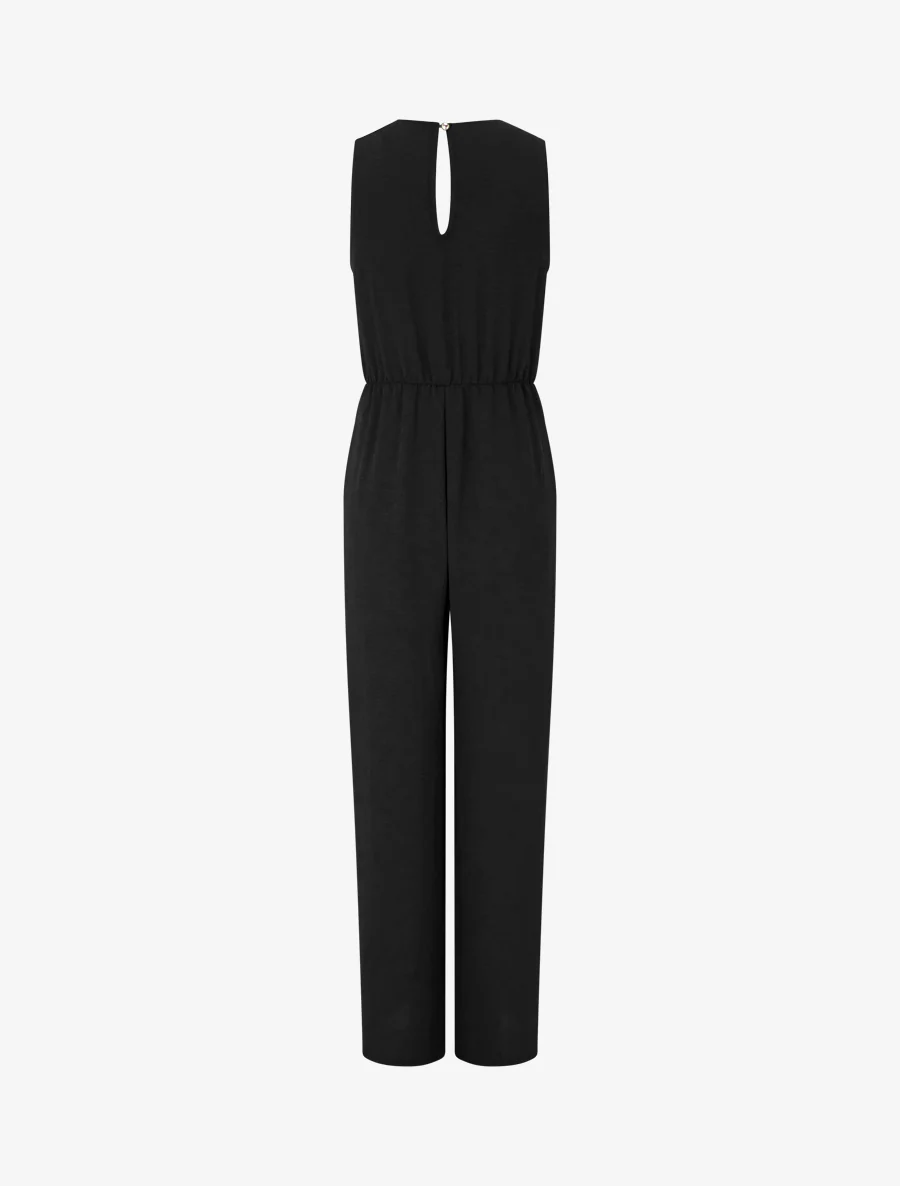 Mouwloze jumpsuit met overslagkraag - Zwart - Image 2