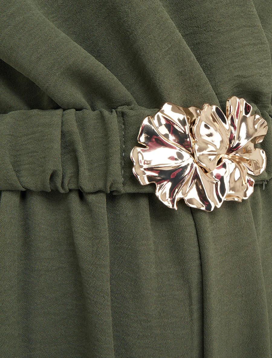 Mouwloze jumpsuit met riem - Kaki - Image 3