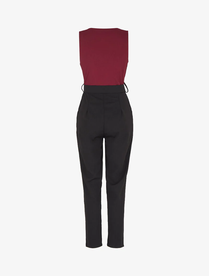 Mouwloze jumpsuit met ritssluiting - Bordeaux - Image 2
