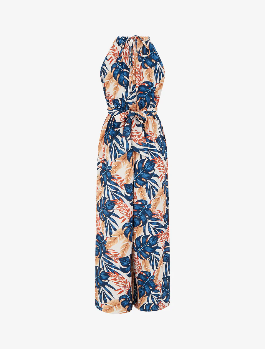 Mouwloze jumpsuit met tropische print - Marine - Image 2