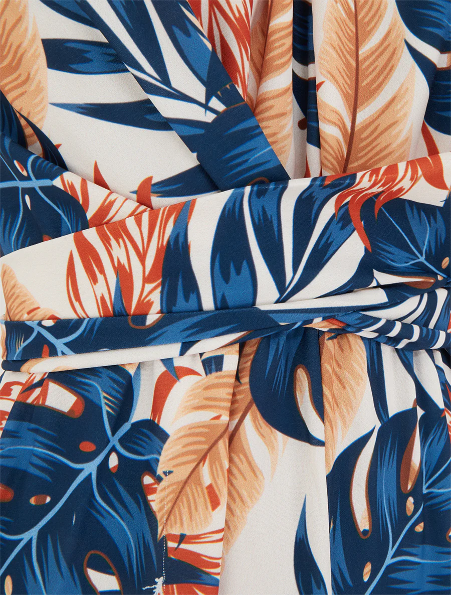 Mouwloze jumpsuit met tropische print - Marine - Image 3