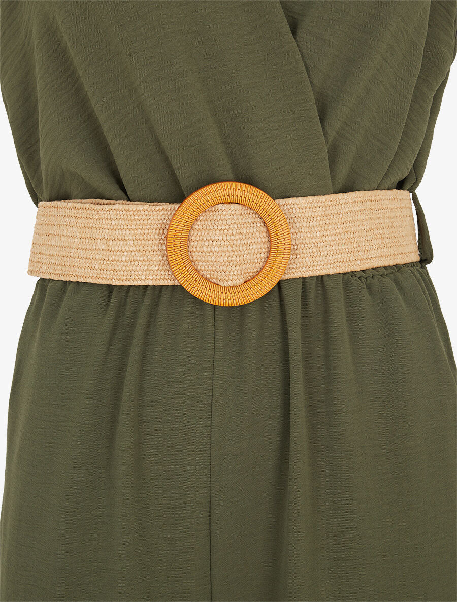 Mouwloze jumpsuit zonder riem en recht model - Khaki - Image 3