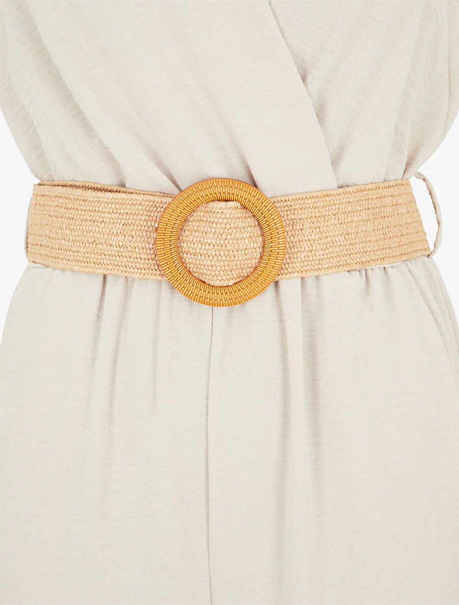 Mouwloze jumpsuit zonder riem en recht model - beige - Image 3