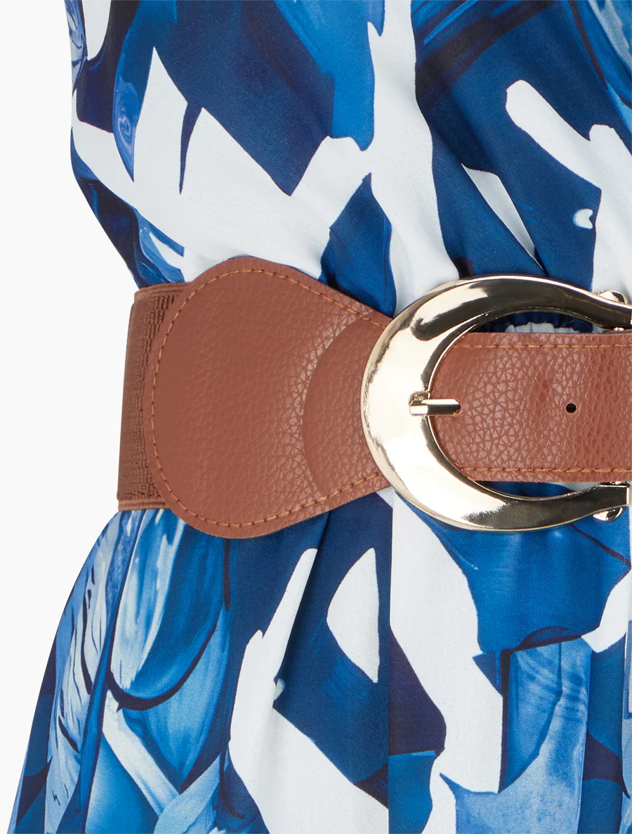 Mouwloze jurk met fantasieprint - Marine - Image 3