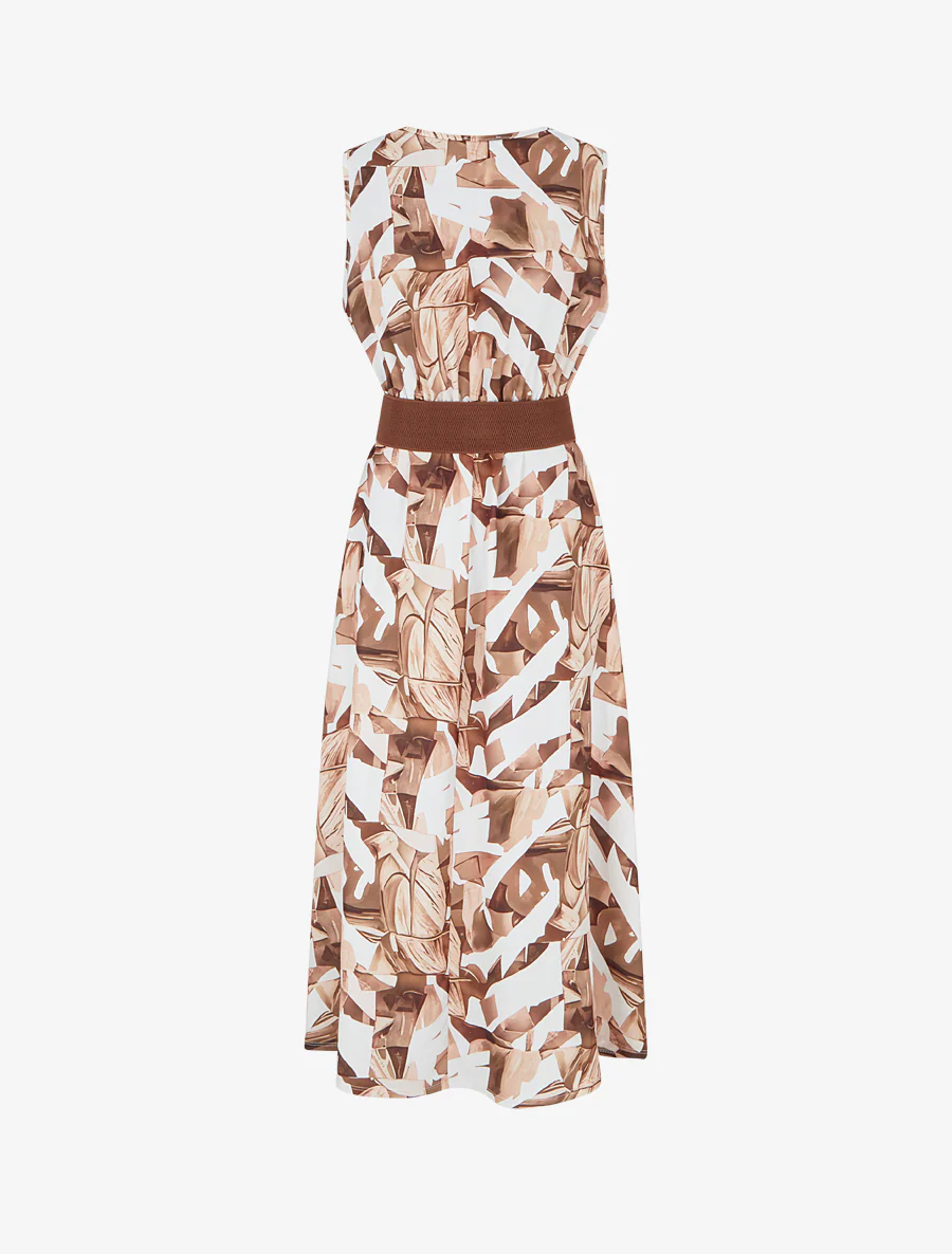 Mouwloze jurk met fantasieprint - Kameel - Image 2