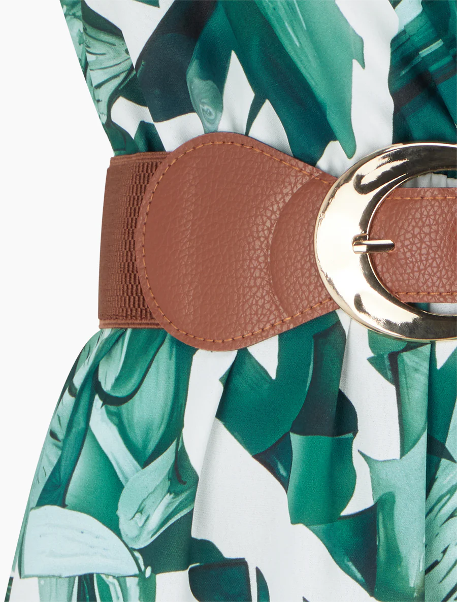 Mouwloze jurk met fantasieprint - Groen - Image 3