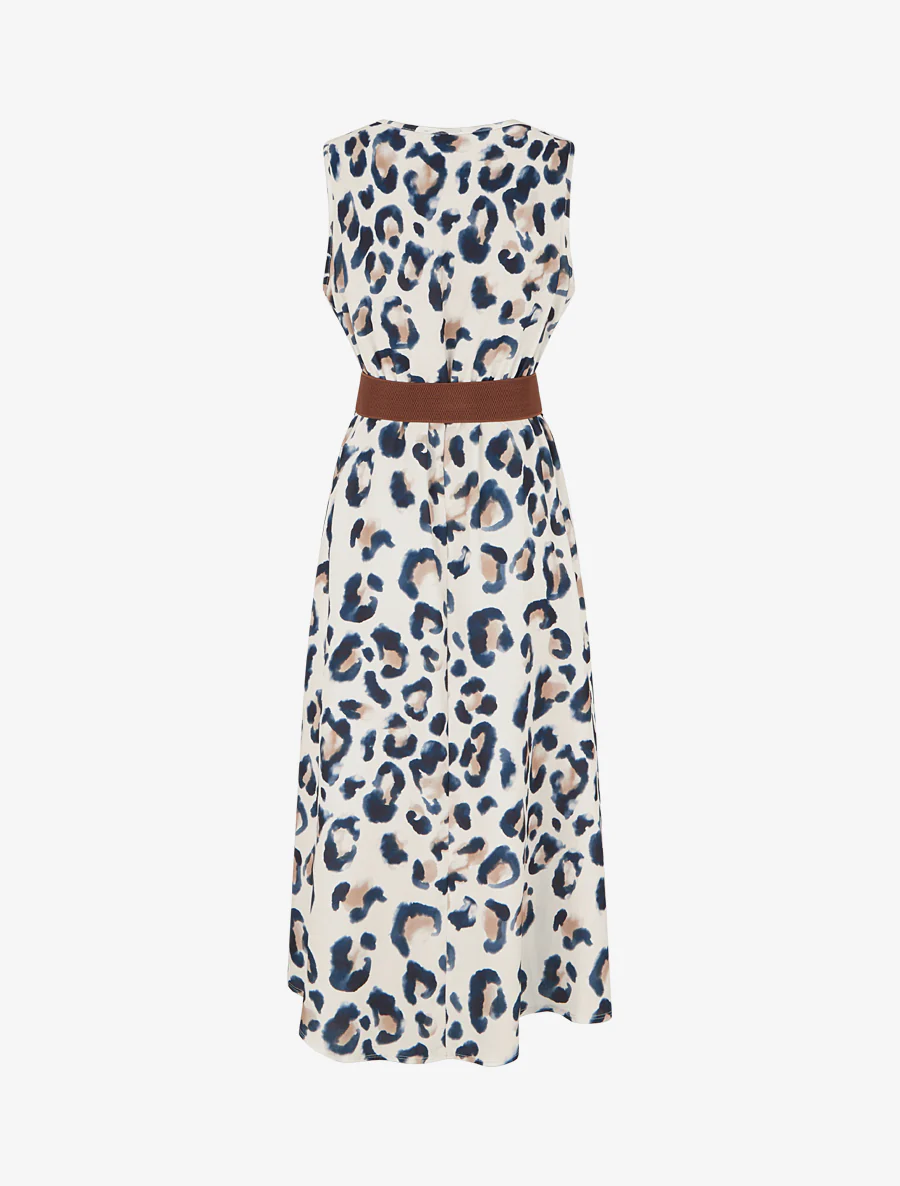 Mouwloze jurk met luipaardprint - Marine - Image 2