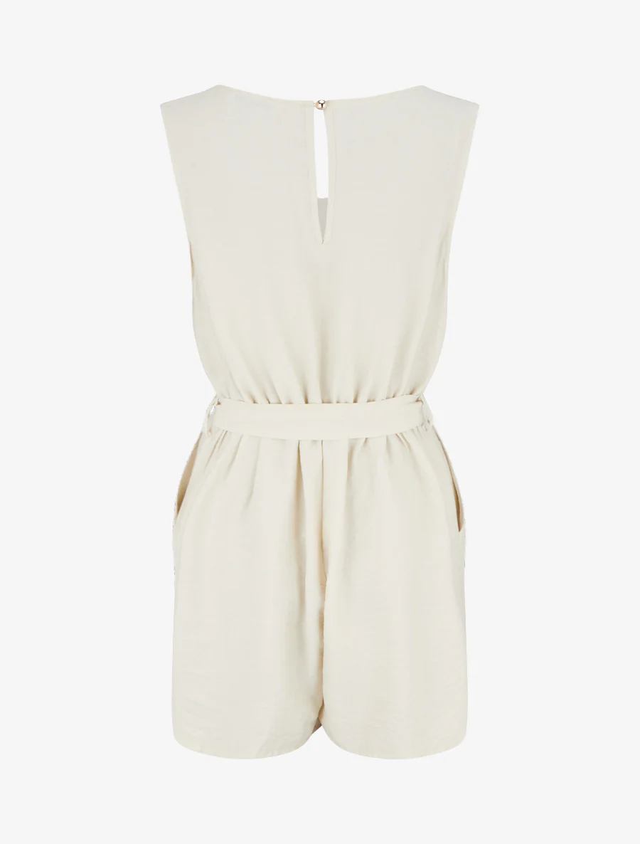 Mouwloze knoopsluiting playsuit - Beige - Image 2