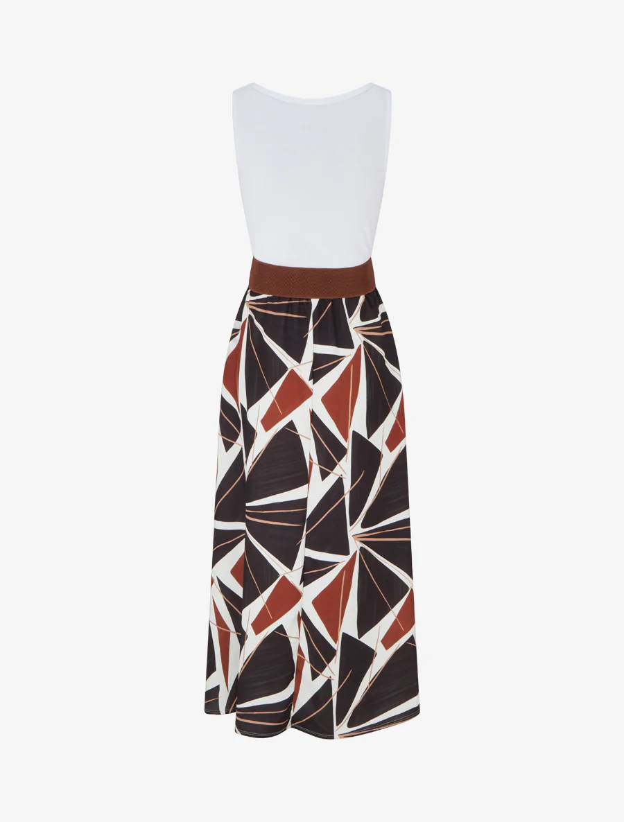 Mouwloze lange jurk met grafische print - Zwart - Image 2