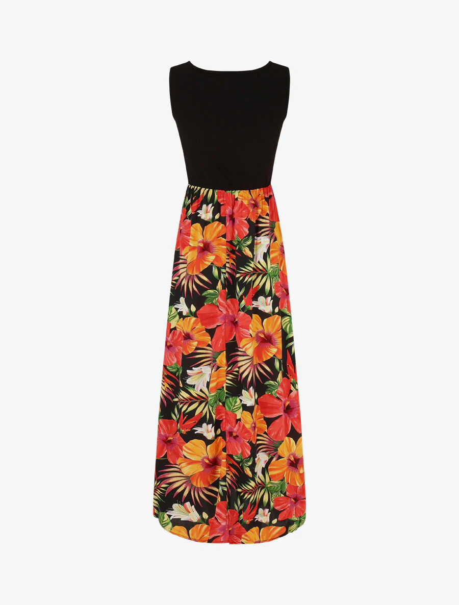 Mouwloze maxi-jurk met tropische print - Zwart - Image 2