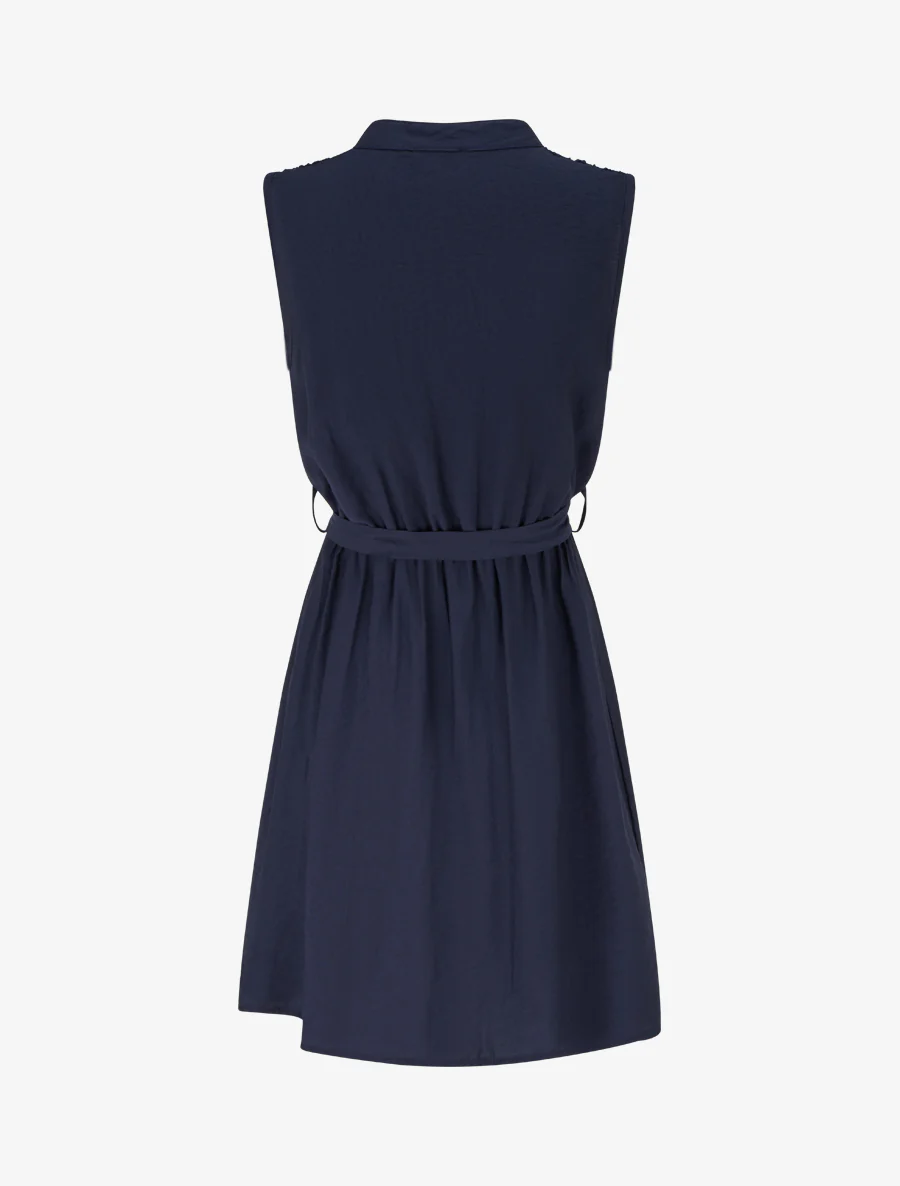 Mouwloze midi-jurk met knopen - Marine - Image 2