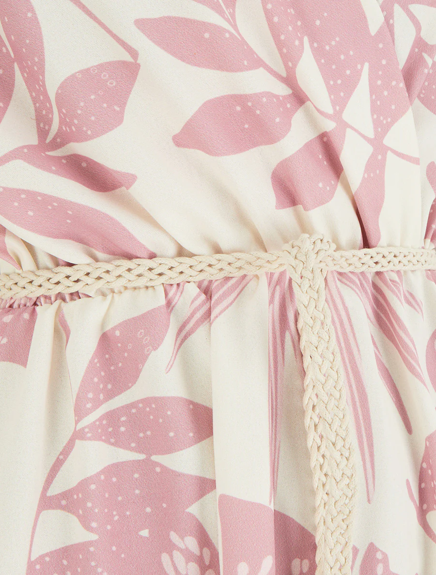 Mouwloze midi-jurk met tropische print - Roos - Image 3