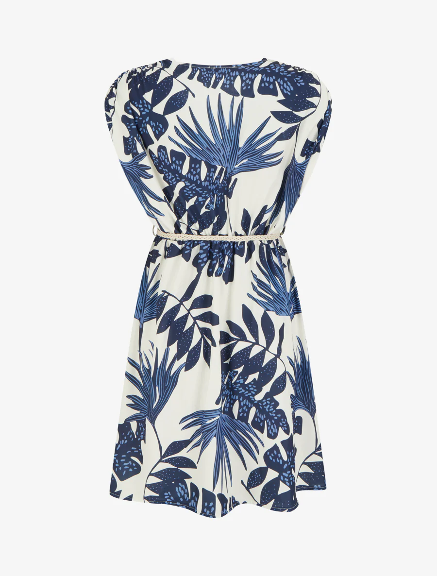 Mouwloze midi-jurk met tropische print - Marine - Image 2