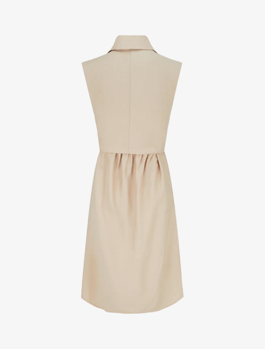 Mouwloze overhemdjurk met strikbanden - Beige - Image 2