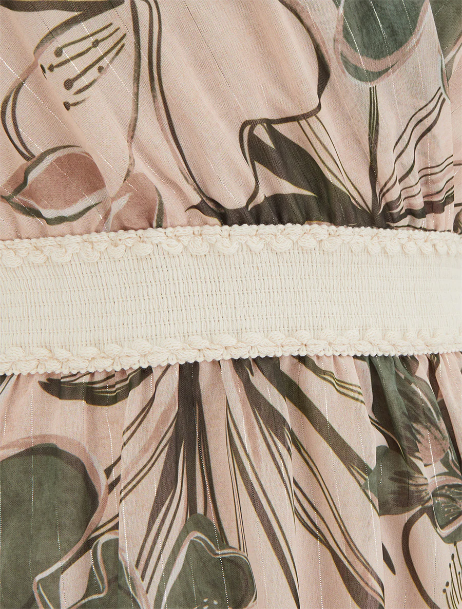 Mouwloze skaterjurk met bloemenprint - Kaki - Image 3