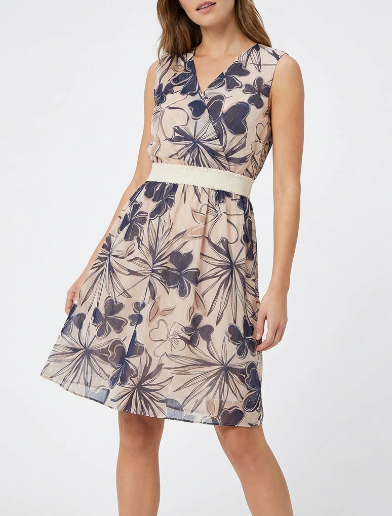 Mouwloze skaterjurk met bloemenprint - Marine - Image 4