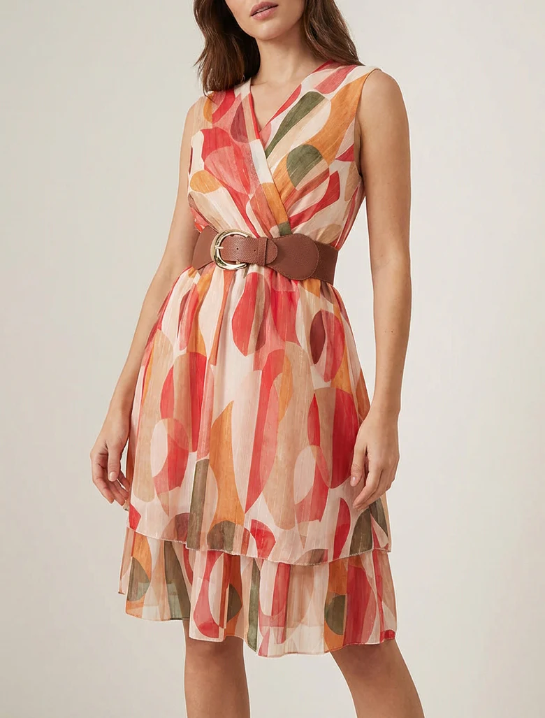Mouwloze skaterjurk met fantasieprint - Rood - Image 4
