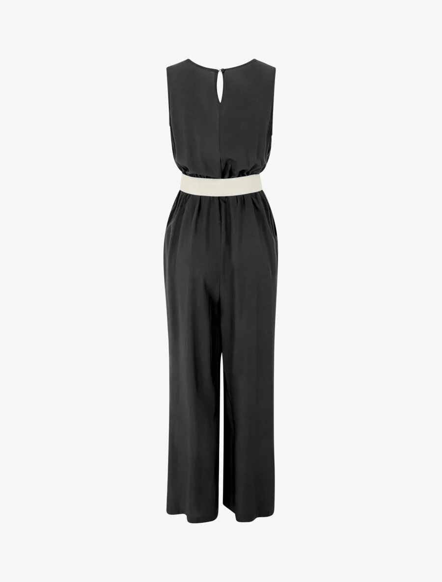 Mouwloze. soepele jumpsuit - zwart - Image 2