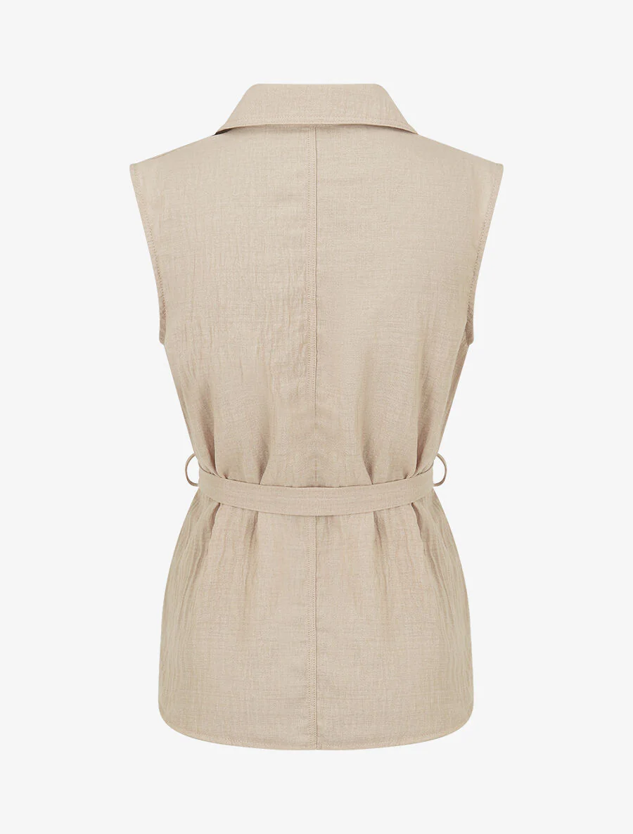 Mouwloze top en broek - Beige - Image 3