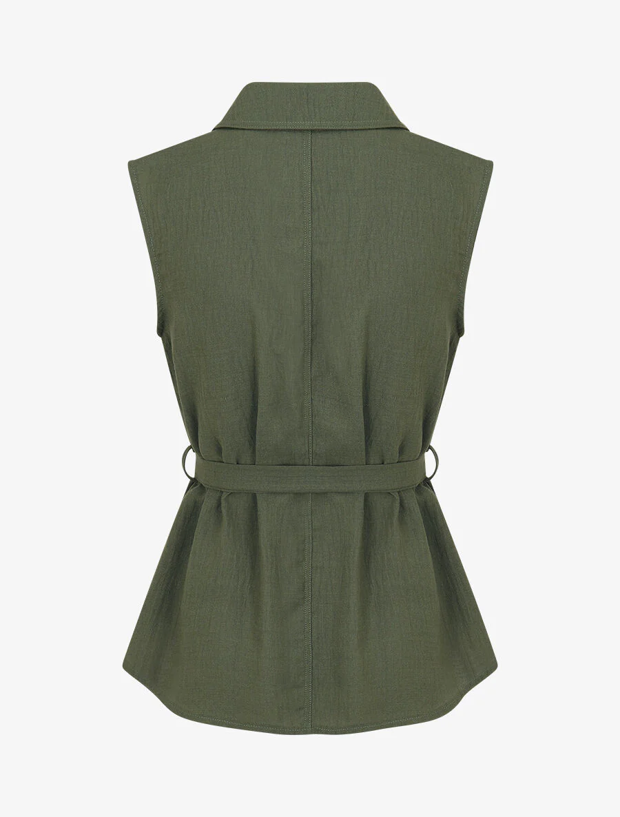 Mouwloze top en broek - Kakigroen - Image 3
