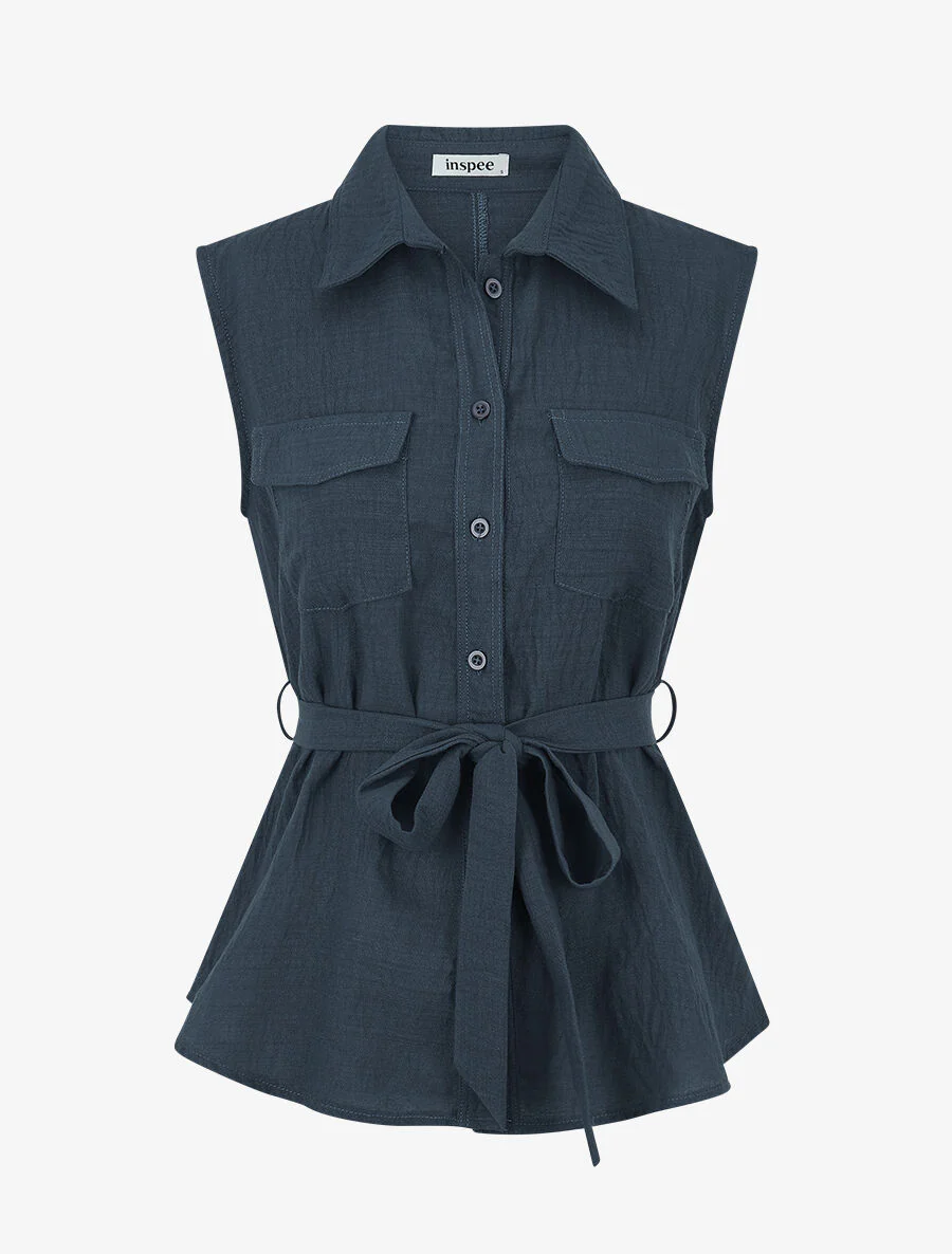 Mouwloze top en broek - Olie blauw - Image 2