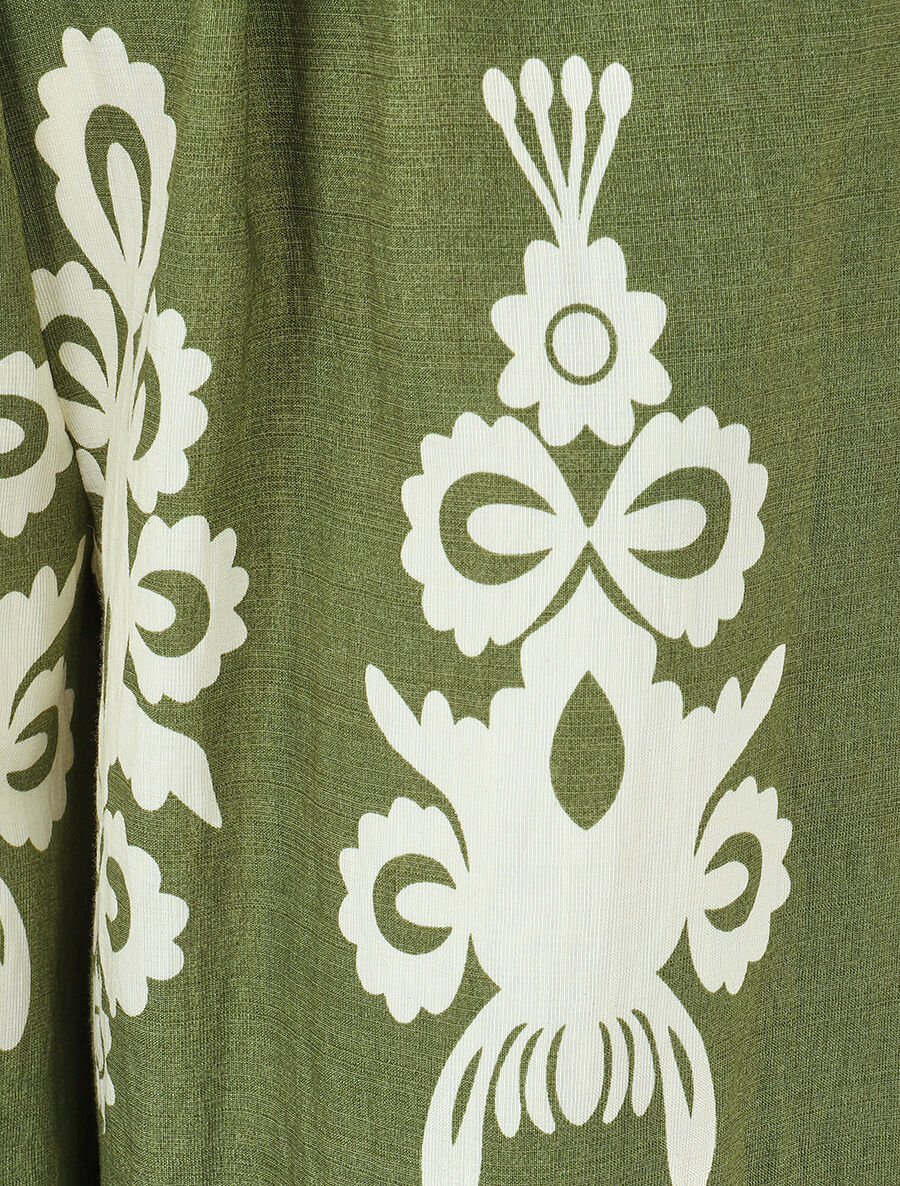 Mouwloze top en broek met ikatprint - kaki - Image 6