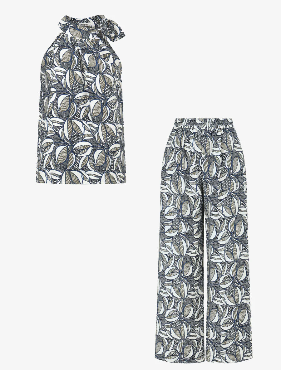 Mouwloze top en broek met waxprint - Marineblauw