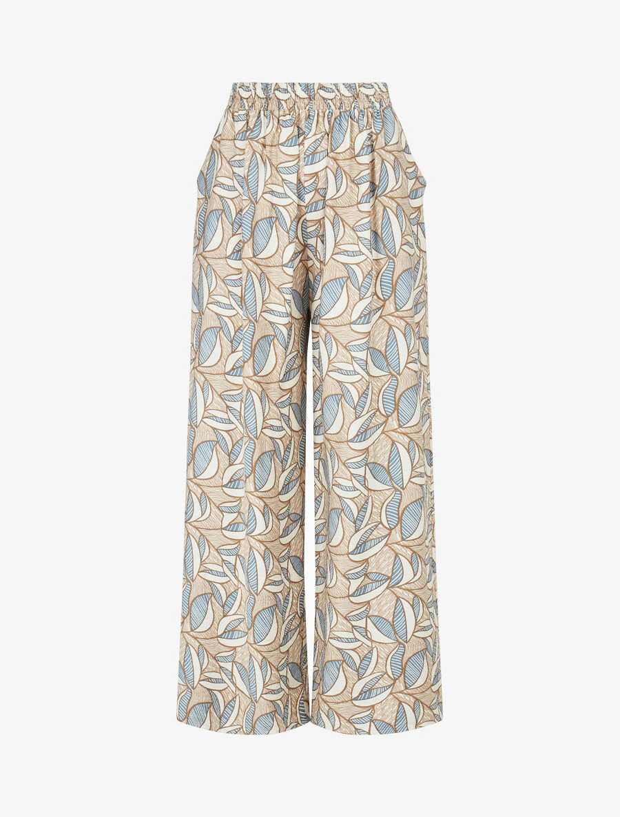 Mouwloze top en broek met waxprint - beige - Image 4