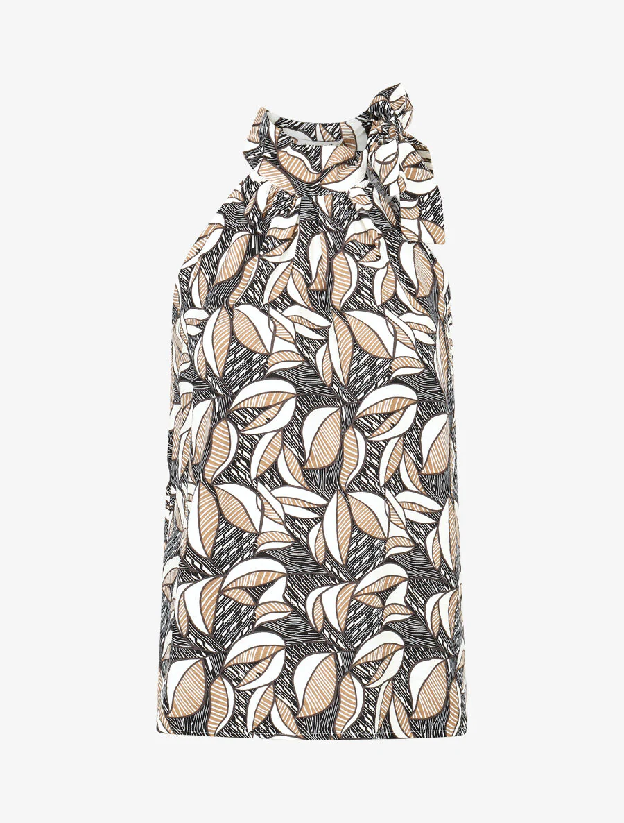Mouwloze top en broek met waxprint - zwart - Image 2