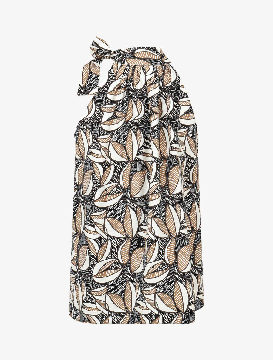 Mouwloze top en broek met waxprint - zwart - Image 3