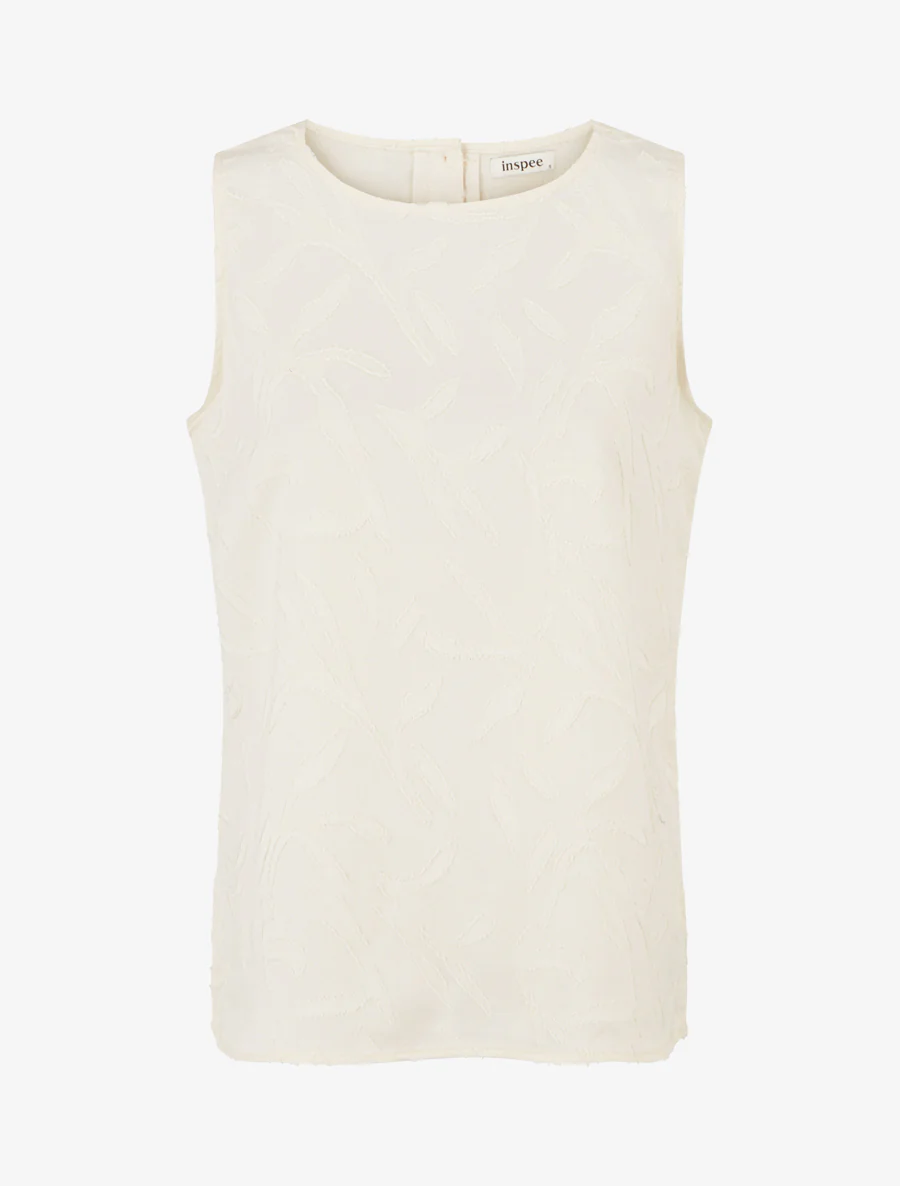 Mouwloze top in gestructureerde stof - Lichtbeige